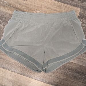 Athleta Gray Athletic Shorts with Curved Hem and Elastic Waistband